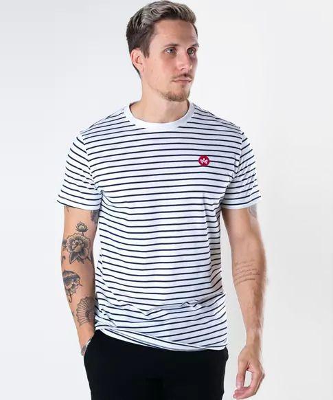 Shiny Stripe White Navy