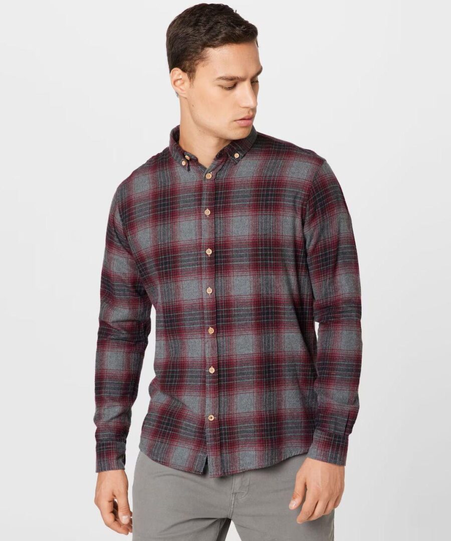 Johan Flannel Check Dk Grey Red