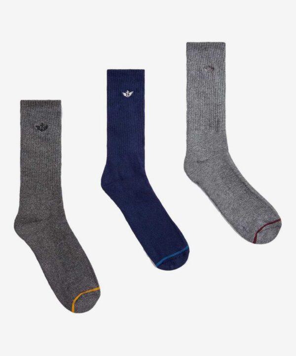 Ribbed Crew Navy Grey
