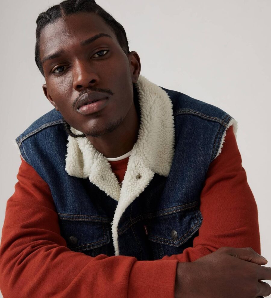 Sleveless Sherpa Denim - Imagen 5